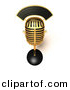 3d Vector Clipart of a Gold Painted Metal Retro Microphone by Julos
