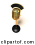 3d Vector Clipart of a Gold Retro Microphone - Top Angle by