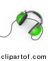 3d Vector Clipart of a Green Headphones with Wire by
