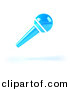 3d Vector Clipart of a Neon Blue Floating Microphone by