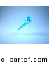 3d Vector Clipart of a Neon Blue Floating Microphone on a Handle - Angle View by