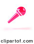 3d Vector Clipart of a Neon Pink Floating Microphone by