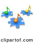 3d Vector Clipart of Different Colored Music Notes on Blue Puzzle Pieces by