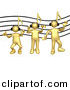 3d Vector Clipart of Gold Guys with Music Note Heads, Wearing Headphones by 3poD