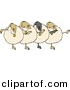 Cartoon Clipart of a Cartoon Dancing Sheep Chorus by Djart