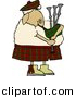 Cartoon Clipart of a Cartoon Scottish Sheep Playing a Bagpipe by Djart