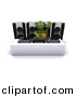 Cartoon Clipart of a DJ Turtle Mixing Music Records and Waving with His Hand in the Air by KJ Pargeter