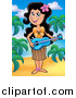 Cartoon Clipart of a Hawaiian Woman Playing Music on a Beach by Visekart
