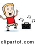 Cartoon Vector Clipart of a Blond White Boy Dancing to Music by Cory Thoman