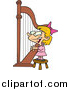 Cartoon Vector Clipart of a Cartoon Blond White Girl Playing a Harp by Toonaday