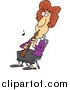 Cartoon Vector Clipart of a Cartoon Brunette Woman Sitting and Playing an Oboe by Toonaday