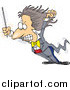 Cartoon Vector Clipart of a Cartoon Music Conductor Grimacing While Getting Blown over by Toonaday