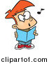 Cartoon Vector Clipart of a Cartoon Red Haired Choir Boy Singing by Toonaday