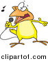 Cartoon Vector Clipart of a Cartoon Singing Yellow Canary by Toonaday