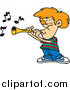 Cartoon Vector Clipart of a Cartoon White Boy Playing a Clarinet by Toonaday