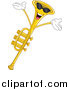 Cartoon Vector Clipart of a Cheering Trumpet Instrument Character by Yayayoyo