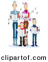 Cartoon Vector Clipart of a Family Singing Christmas Carols by BNP Design Studio