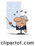 Cartoon Vector Clipart of a Frustrated Conductor Man Waving a Baton by Hit Toon