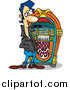Cartoon Vector Clipart of a Greaser Dude by a Juke Box by Toonaday