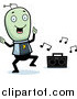 Cartoon Vector Clipart of a Green Alien Dancing to Music by Cory Thoman