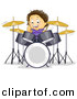 Cartoon Vector Clipart of a Happy Boy Playing Drums by BNP Design Studio