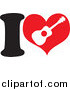 Cartoon Vector Clipart of a I Heart Ukulele Design by Maria Bell