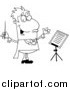 Cartoon Vector Clipart of a Lineart Music Conductor by Hit Toon