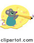Cartoon Vector Clipart of a Mouse Playing a Horn by