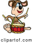 Cartoon Vector Clipart of a Music Dog Drumming by Dero