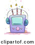 Cartoon Vector Clipart of a Music Player on a Birthday Cake with Three Candles by BNP Design Studio