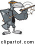 Cartoon Vector Clipart of a Raven Drummer Spinning His Sticks by Dennis Holmes Designs