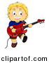 Cartoon Vector Clipart of a Smiling Boy Playing Electric Guitar by BNP Design Studio