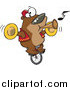 Cartoon Vector Clipart of a Talented Bear Playing Music and Riding a Unicycle by Toonaday
