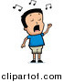 Cartoon Vector Clipart of a Talented Black Haired Boy Singing by Cory Thoman