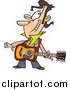 Cartoon Vector Clipart of a Winking Male Guitarist by Toonaday