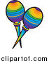 Cartoon Vector Clipart of Colorful Mexican Maracas by Pams Clipart