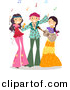 Cartoon Vector Clipart of Happy Teens at a Hippie Themed Party with Music by BNP Design Studio