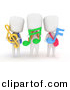 Clipart of 3d White Kids Holding Music Notes and Wearing Backpacks by BNP Design Studio