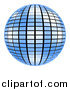 Clipart of a 3d Blue Mirror Disco Ball on White by ShazamImages