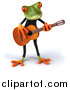 Clipart of a 3d Frog Playing Guitar by