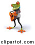 Clipart of a 3d Green Doctor Frog Guitarist by
