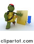 Clipart of a 3d Illegal Download Tortoise Turtle Pirate with a Folder by KJ Pargeter