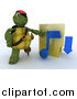 Clipart of a 3d Illegal Music Download Pirate Tortoise with a Folder by KJ Pargeter