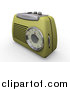 Clipart of a 3d Retro Radio with a Station Dial, on a White Surface by KJ Pargeter