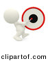 Clipart of a 3d White Guy Beating Drum While Marching Forward by
