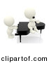Clipart of a 3d White People Playing a Piano and Singing into Microphone by