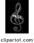 Clipart of a Black and White Music Note Word Collage by
