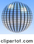 Clipart of a Blue Mirror Disco Ball on Blue by ShazamImages