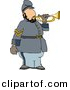 Clipart of a Cartoon American Civil War Soldier Playing Bugle Horn by Djart
