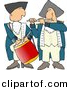 Clipart of a Cartoon American Revolutionary War Drummer Playing Beside a Flute Player by Djart